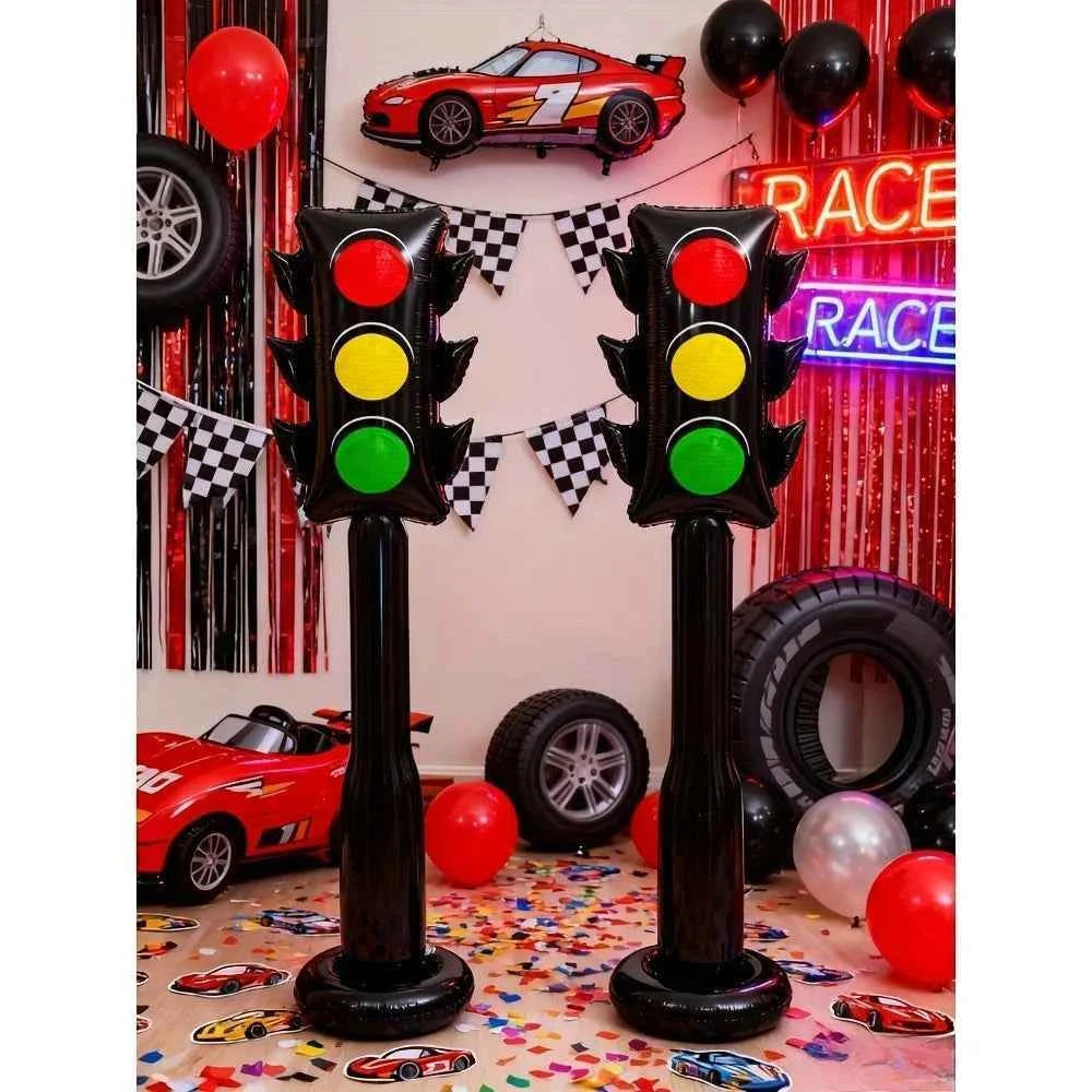 1 59-inch Inflatable PVC Traffic Light Balloon Racing Birthday Party Decor Traffic Light Balloon Vehicle Birthday Party Supplies