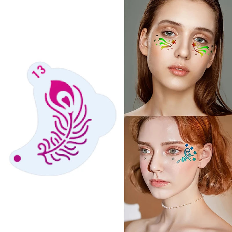 16Pcs Reusable Face Paint Stencils, DIY Body Art & Eyebrow Templates for Kids, Washable & Safe for Parties and Crafts
