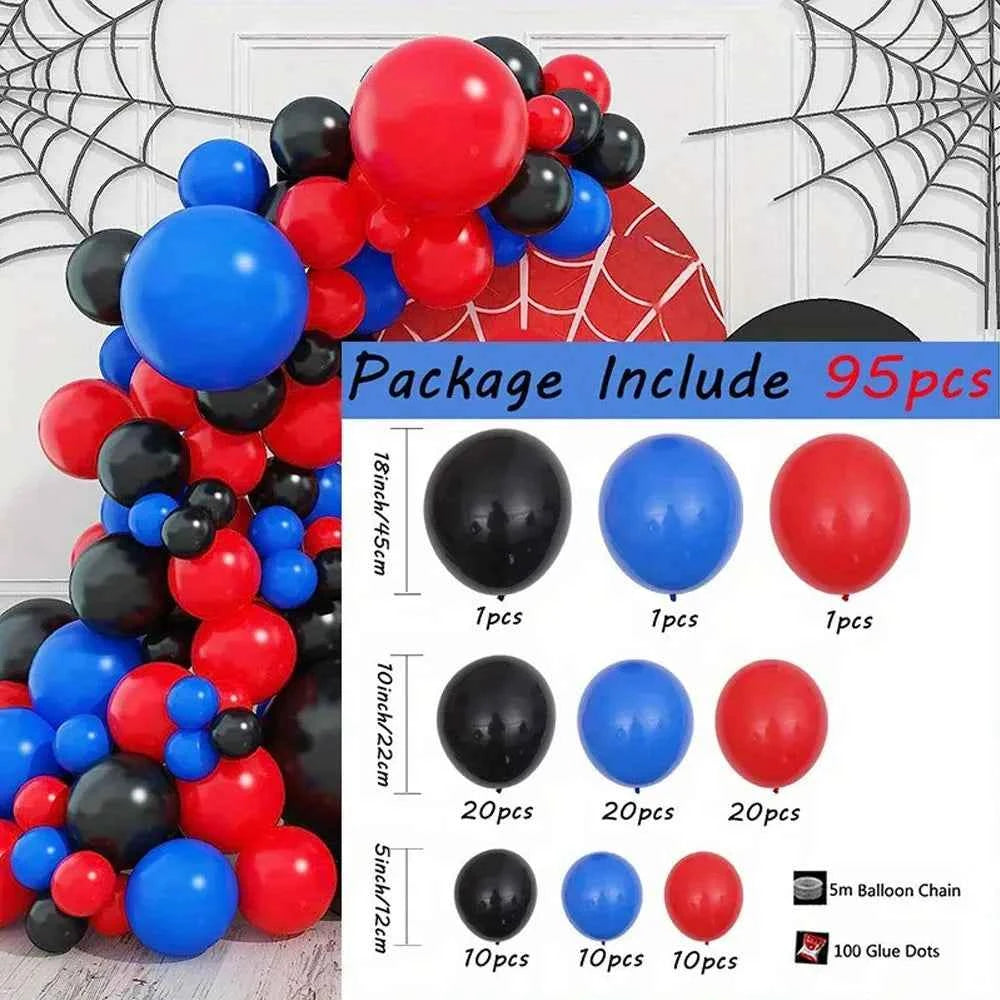 95Pcs/Set Red Black Blue Latex Balloon Chain Kids Boys Gifts Birthday Party Decorations Supplies