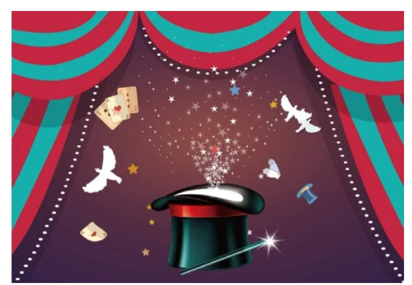 Black Magic Show Photography Background Poker Children 6th Birthday Party Backdrop Photo Studio Photocall Banner Custom