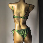 Emerald Green Rhinestone String Bikini Set Crystal Costume Set Beach Pool Party