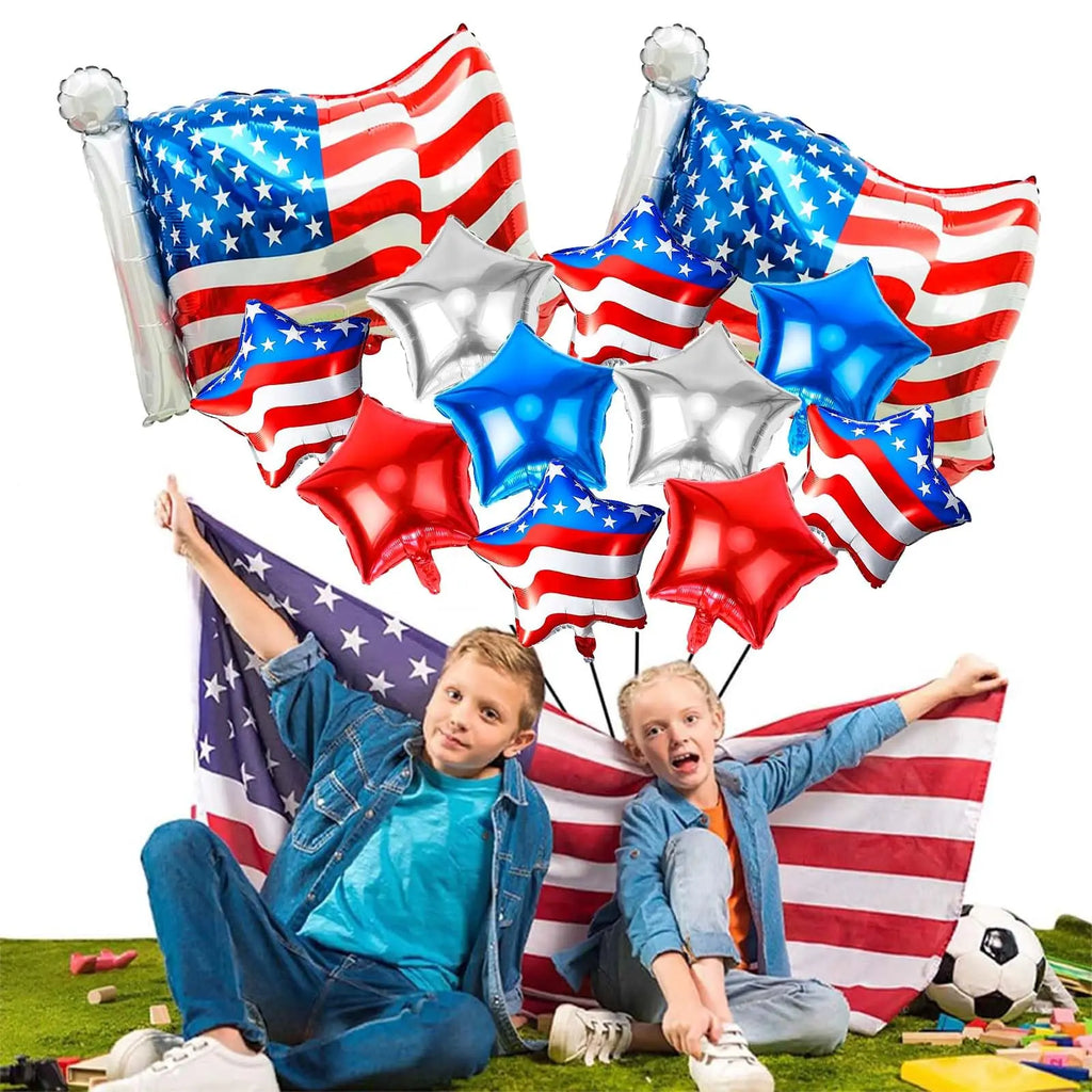 American Flag Balloons Set Independence Day Foil Balloons For USA Theme Party Decoration 4th Of July Patriotic Balloons