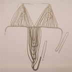 Dazzling Multilayer Fringed Body Chain & Jumpsuit Bikini Set