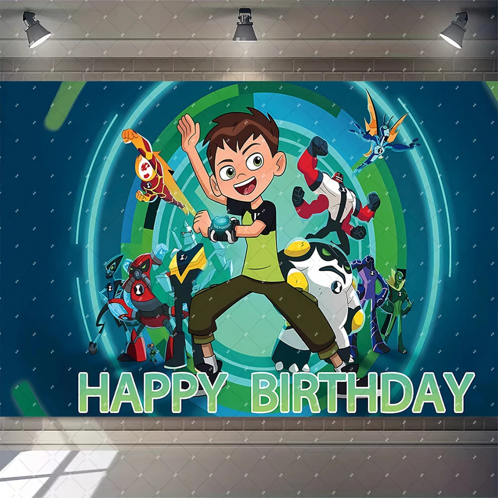 Cartoon Ben-10 Birthday Party Decoration Balloons Favor Set Banner Cake Toppers Baby Shower Boys Gift Party Supplies Photo Prop
