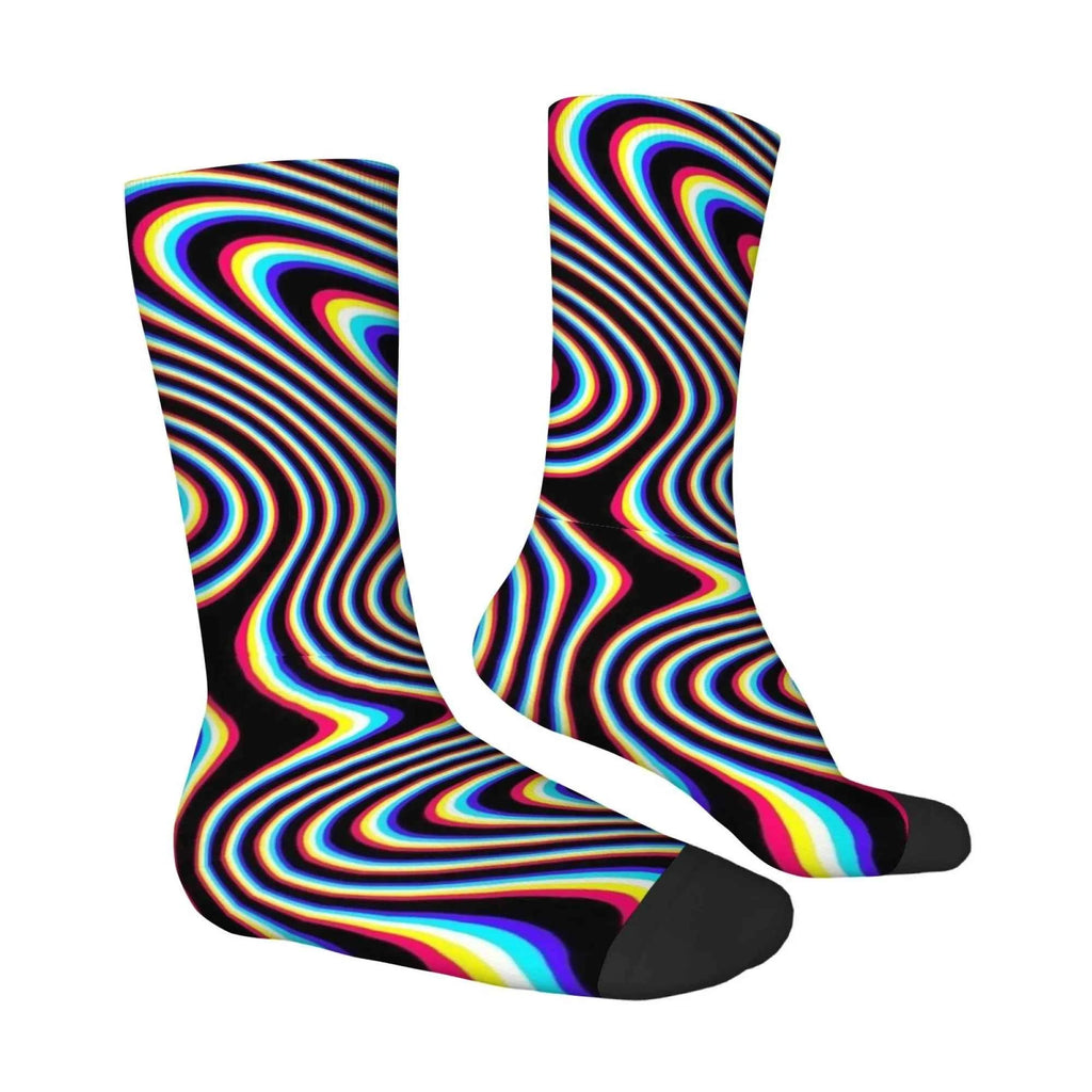 Optical Illusion Fluid Novelty Men's Socks Op Art Crazy Street Hip-Hop Funny Socks Breathable Anti-Slip Casual Sports Socks Gift