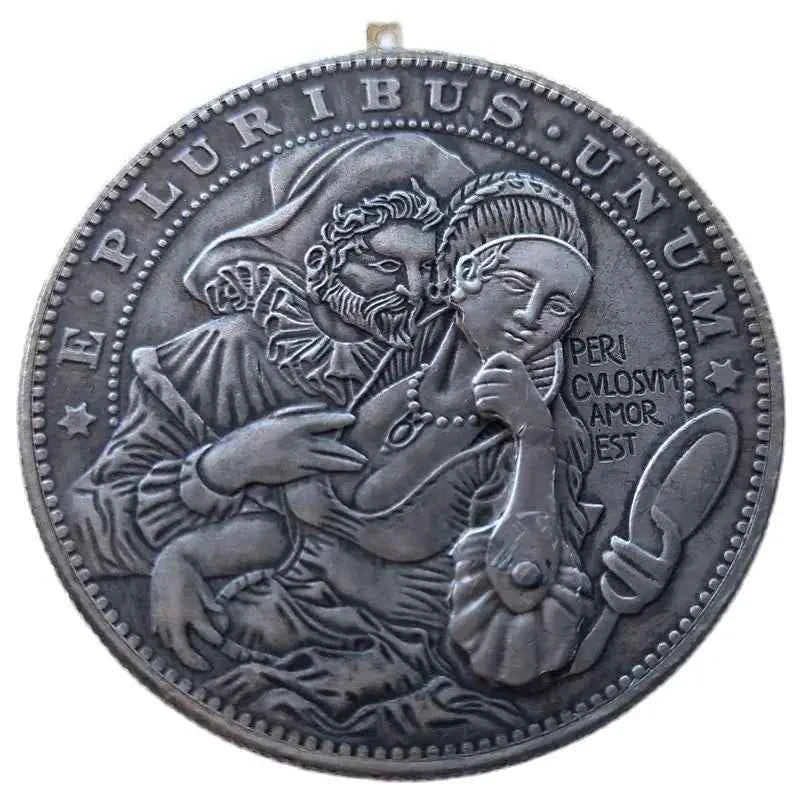 Mechanism Movable Challenge Coin Hobo Nickel Morgan Dollar Amazing Art Mask Girl Creative Gift