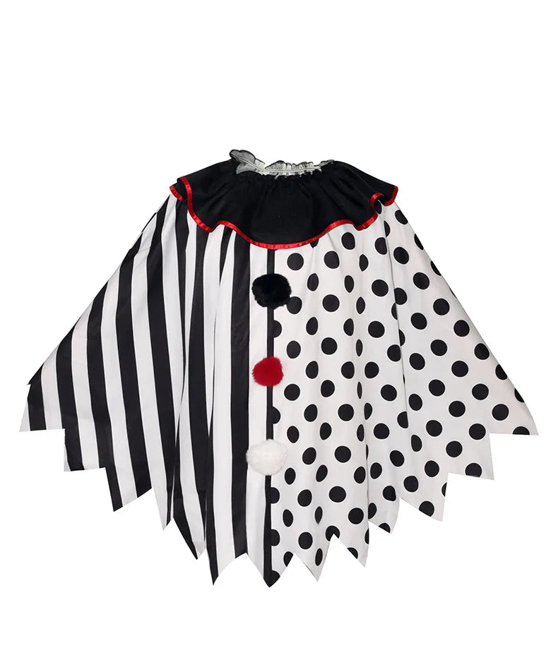 Horror Clown Cos Costume Halloween Women's Black and White Cloak Masquerade Adult Cosplay Role-playing Costume - Big Tim's Magic Emporium