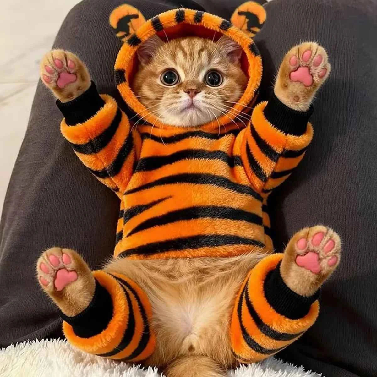 Autumn Winter Pet Costume Sets Cat & Dog Tiger Transformation For Warmth Four-legged clothing Teddy, Chihuahua, Bulldog Outfits.