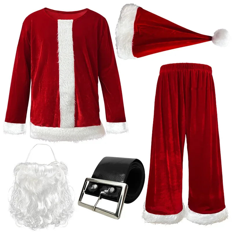 M-4XL Santa Claus Costume for Men Santa Suit Adults Mens Deluxe Professional Christmas Clause Outfit Xmas Cosplay Party Supplies - Big Tim's Magic Emporium