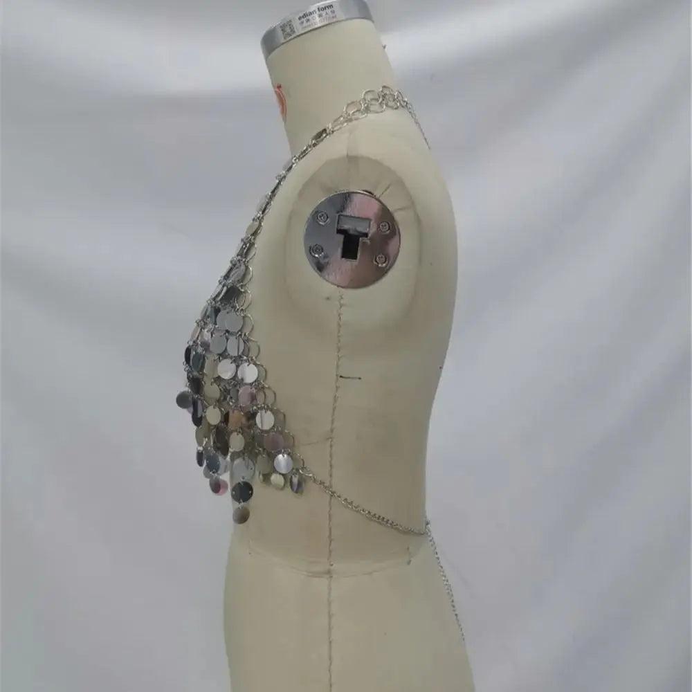 European & American Hot Girl Style Sequined Hoop Strapless Top Multi-Layer Hand-Woven Chain Sexy Body Chain