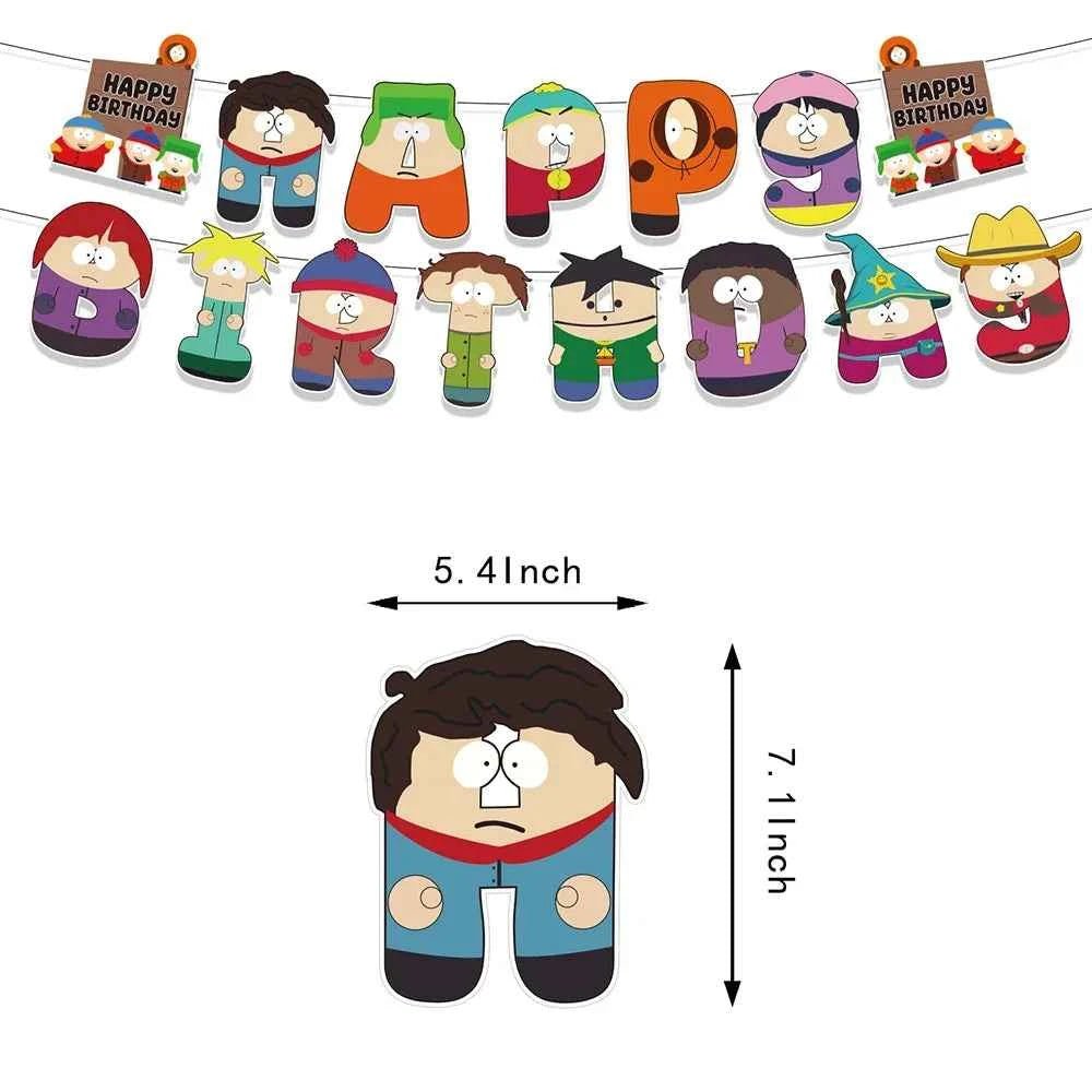 South North Parks Cartoon Theme Birthday Party Decoration Balloon Banner Cake Topper comedy Party Supplies For Baby Shower