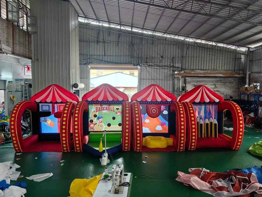 Free air shipping 5 in 1 Inflatable Carnival Bundle Games Soccer Dart Knock Down Ring Ross Game For Kids And Adults Party Game