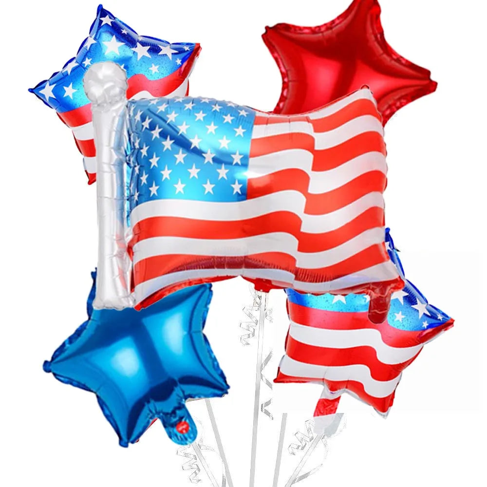 American Flag Balloons Set Independence Day Foil Balloons For USA Theme Party Decoration 4th Of July Patriotic Balloons