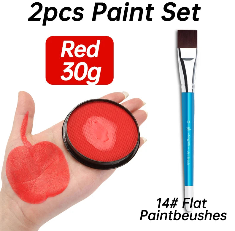 2pcs Water Based Paint Set for Halloween Makeup with Brushe for Clown,Makeup,Cosplay,Party,Theater - Big Tim's Magic Emporium
