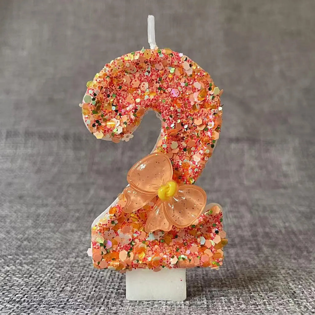 Birthday Candle Bow Orange Creative Ceremony Surprise Digital Decoration Candle Flower Style