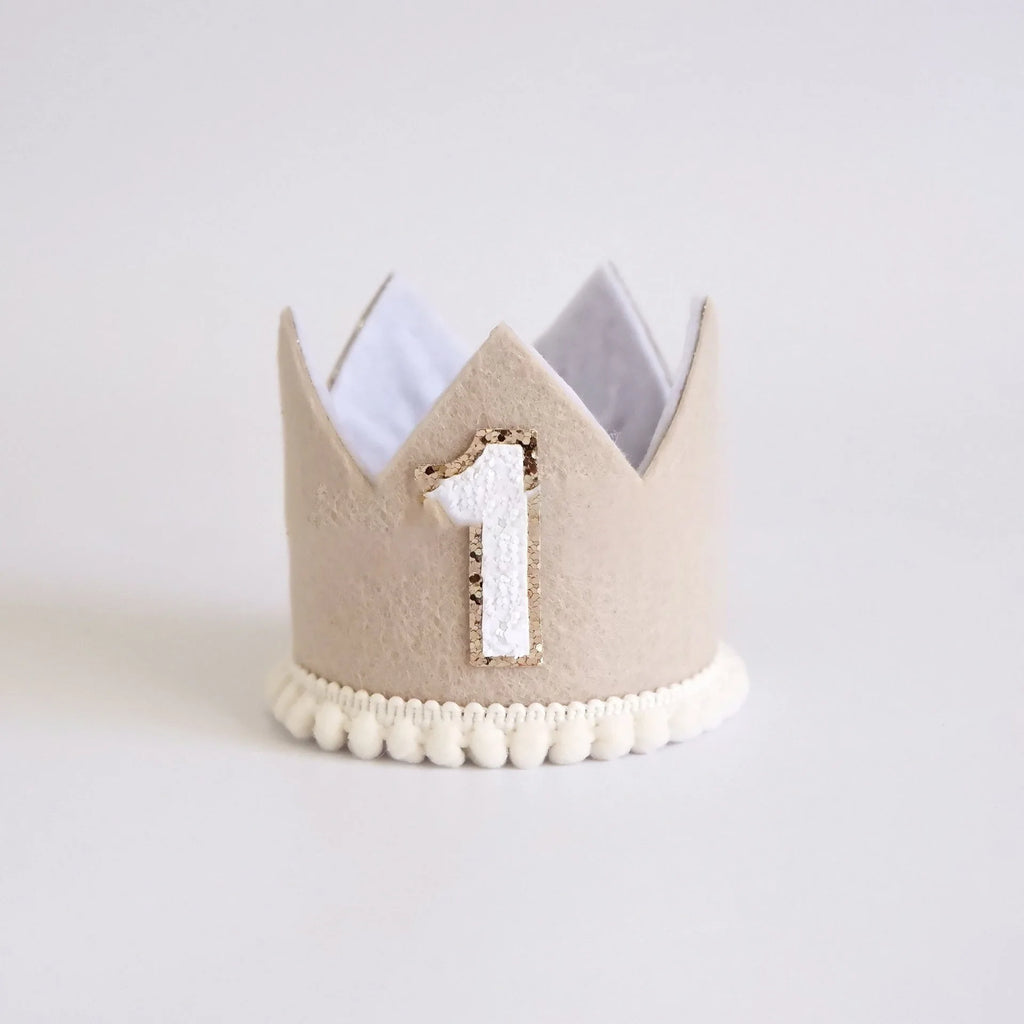 Neutral party hat, 1st birthday, 2nd birthday crown, Cake smash prop, birthday crown, party hat, first birthday girl, boy. - Big Tim's Magic Emporium