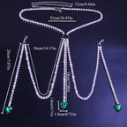 Dazzling Rhinestone Fringed Chest Chain & Love Heart Body Jewelry