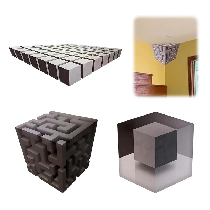 Optical Illusion Wall Art – 3D Corner Wall Decal – Impossible Corners Inspired Peel And Stick Removable 3D Wall Art