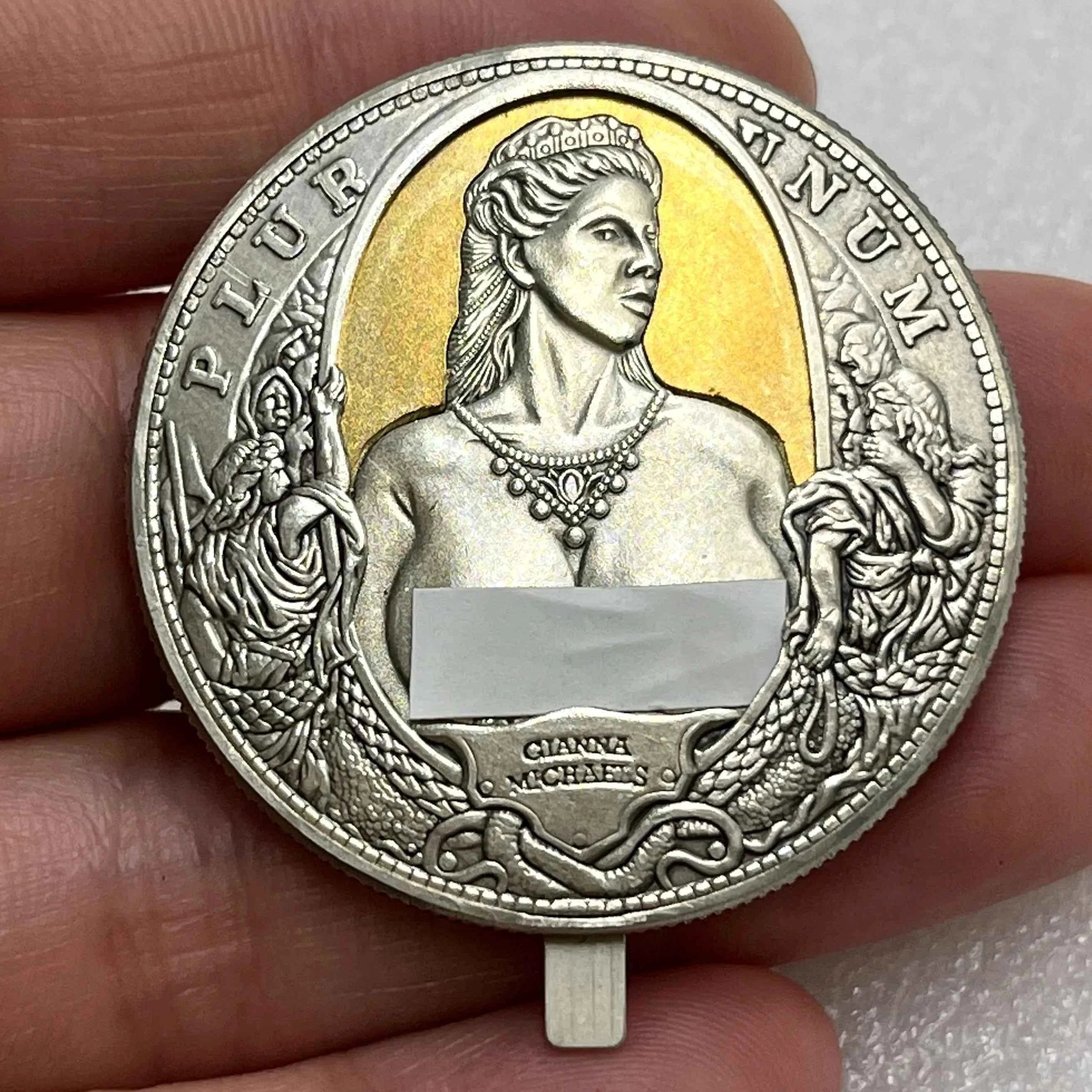 Mechanism Movable Coin Roman Booteen Queen 2pcs For Chose Hobo Nickel Morgan Dollar Amazing Art Creative Gift