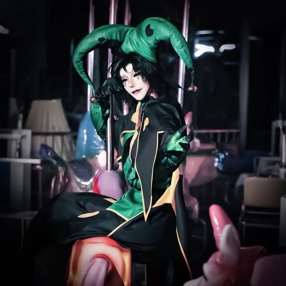 ‌Anime The Freak Circus Harlequin Cosplay Costume Adult Clown Top Pant Set Joker Uniform Halloween Costume Carnival for Adult