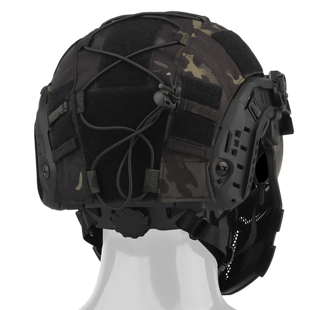 Tactical FAST Helmet Half Face Mask With Flip Goggles Black/Clear 2Pcs Lenses for Hunting Airsoft CS Game Paintball Mask Gear - Big Tim's Magic Emporium