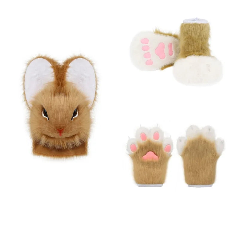 Big Ear Rabbit Head Cover Cosplay Costumes Original Realistic Furry Animal Kigurumi Halloween Wearable Fursuit Accessories - Big Tim's Magic Emporium