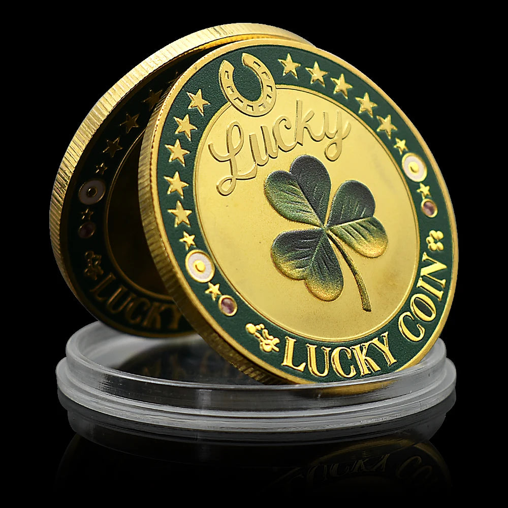 Lucky Coin Four Leaf Clover Elephant Good Luck 777 Commemorative Coin Horseshoe Fortune Token Collectible replica Gift
