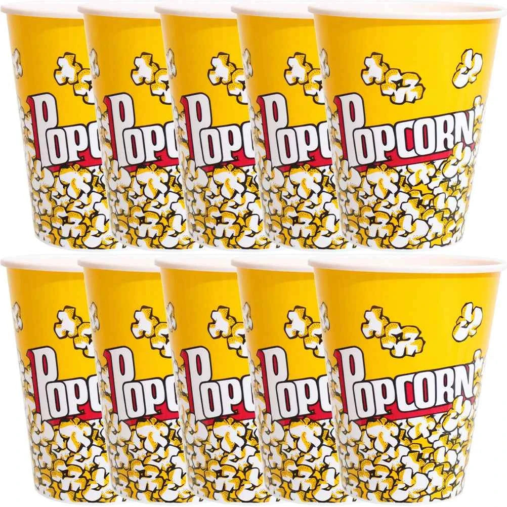 10pcs Popcorn Bucket Snack Cup Party Favor Container Movie Night Treat Box Plastic Dinnerware Set Candy Holder Kids Supplies