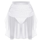 Womens Modern Lyrical Dance Skirt Performance Costume Sparkly Rhinestone Irregular Chiffon Hem Built-in Briefs Skirt Dancewear