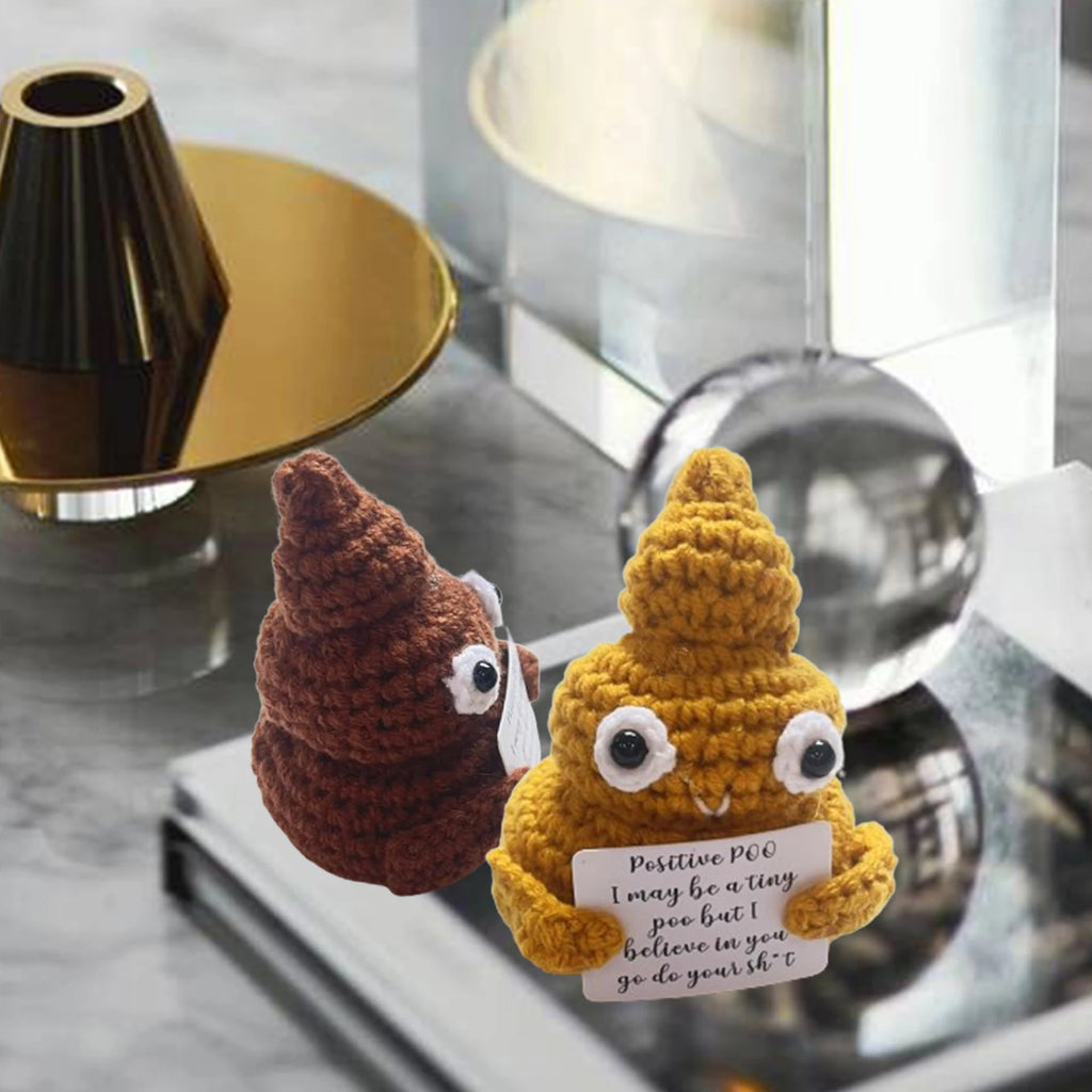Portable Party Doll with Positive Card Holiday Funny Kids Adults Decoration Pocket Hug Poo Knitting Wool Gift Birthday Office - Big Tim's Magic Emporium