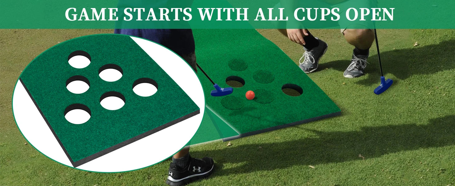 Golf Pong Putting Game Set with Front Border for Indoor & Outdoor,Training Aid for Backyard, Party, Office