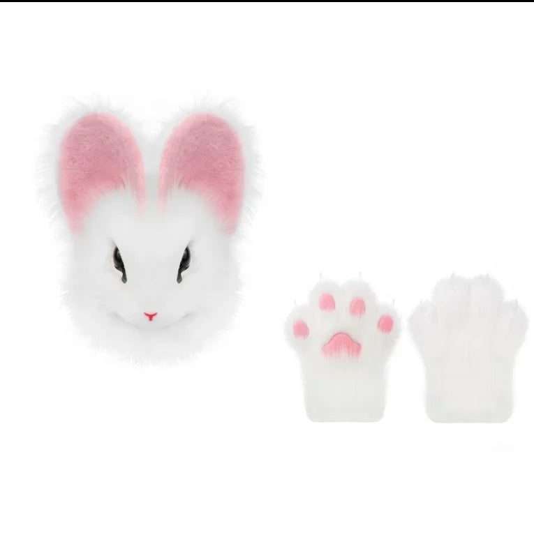 Big Ear Rabbit Head Cover Cosplay Costumes Original Realistic Furry Animal Kigurumi Halloween Wearable Fursuit Accessories - Big Tim's Magic Emporium