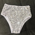 High-Waist Sequined Disco Briefs & Stage Performance Hot Pants