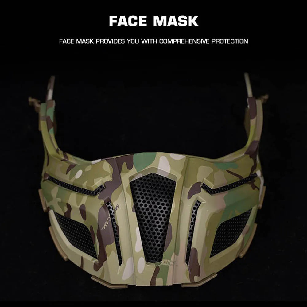 Tactical FAST Helmet Half Face Mask With Flip Goggles Black/Clear 2Pcs Lenses for Hunting Airsoft CS Game Paintball Mask Gear - Big Tim's Magic Emporium