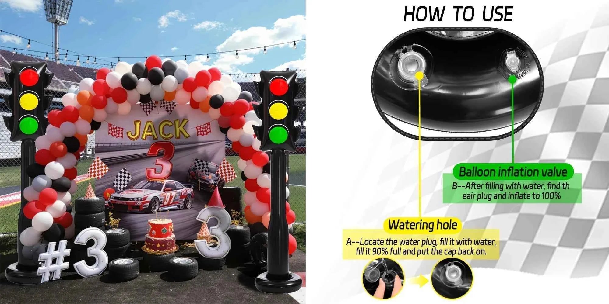 1 59-inch Inflatable PVC Traffic Light Balloon Racing Birthday Party Decor Traffic Light Balloon Vehicle Birthday Party Supplies