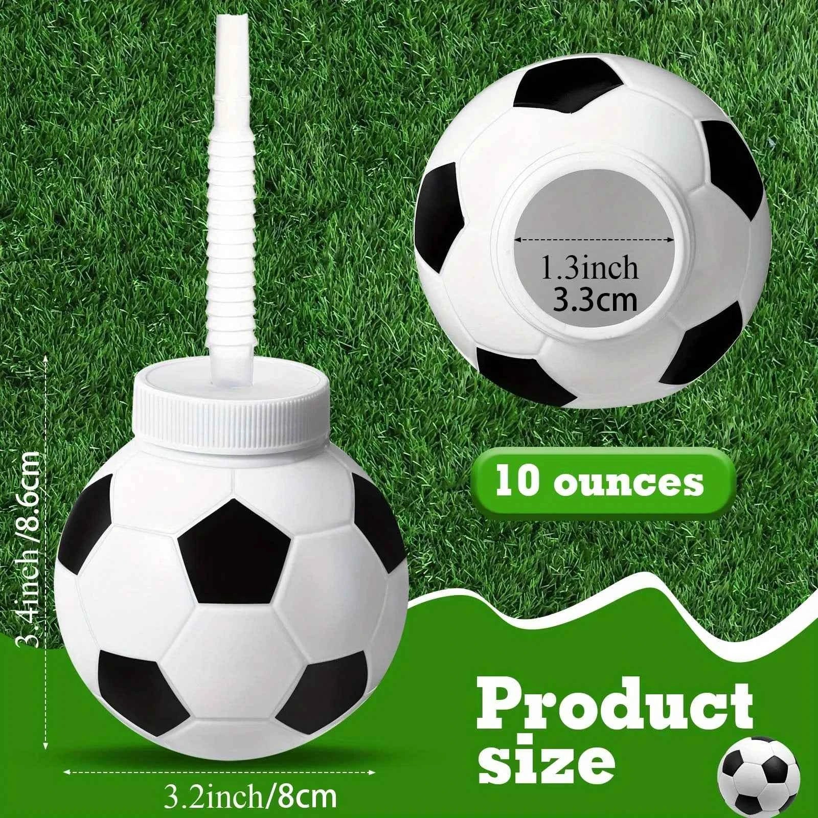 12pcs 10 Oz Reusable Soccer Ball Cups with Straws Lids - Birthday Beach Party Supplies