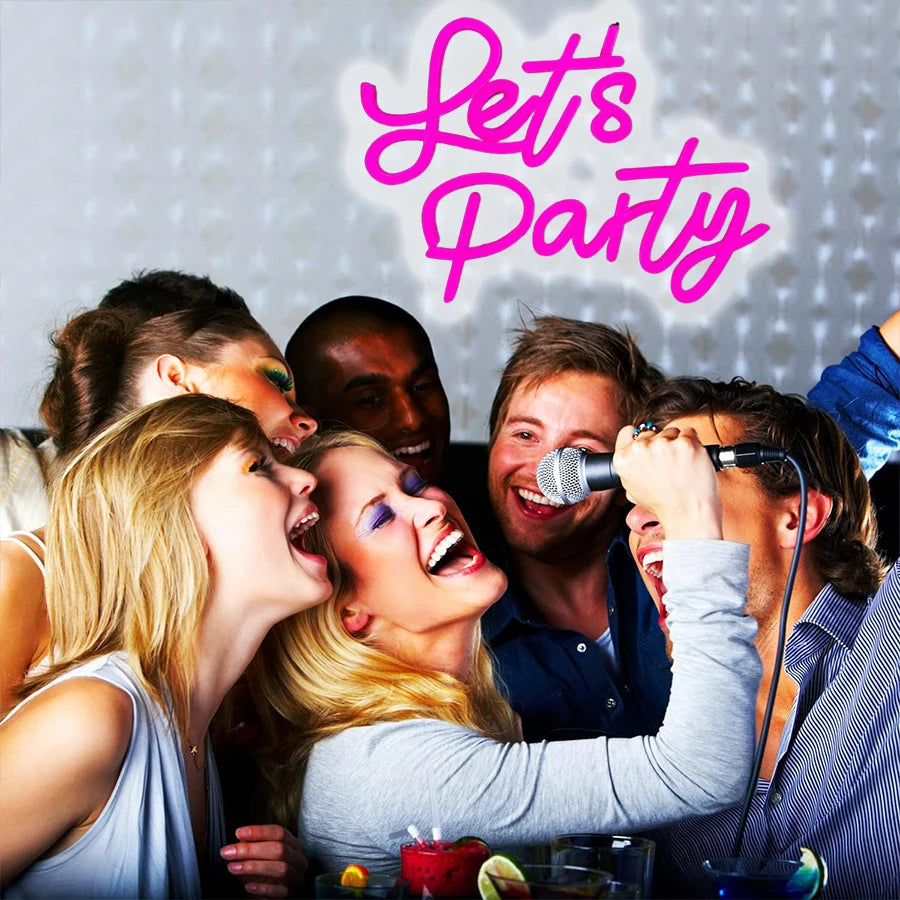 Let's Party Neon Sign for Wall Decor,LED Lights for Bachelorette Party, Engagement Party, Birthday Party,Gamer Room Decor - Big Tim's Magic Emporium