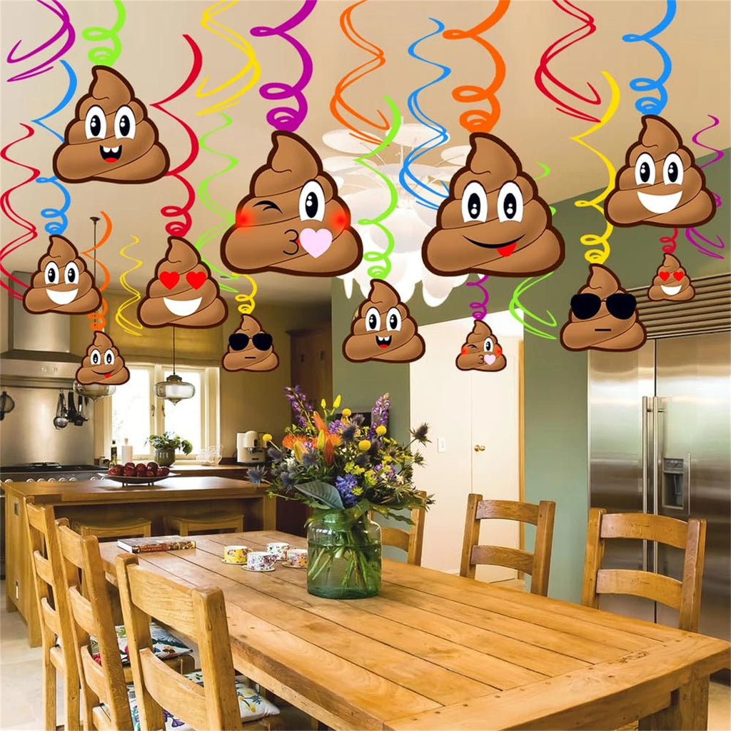 1 Set Funny Poop Party Hanging Swirls Decoration Hard Card Poo Brown Hanging and Foil Hanging for Birthday Party Favors Decor - Big Tim's Magic Emporium