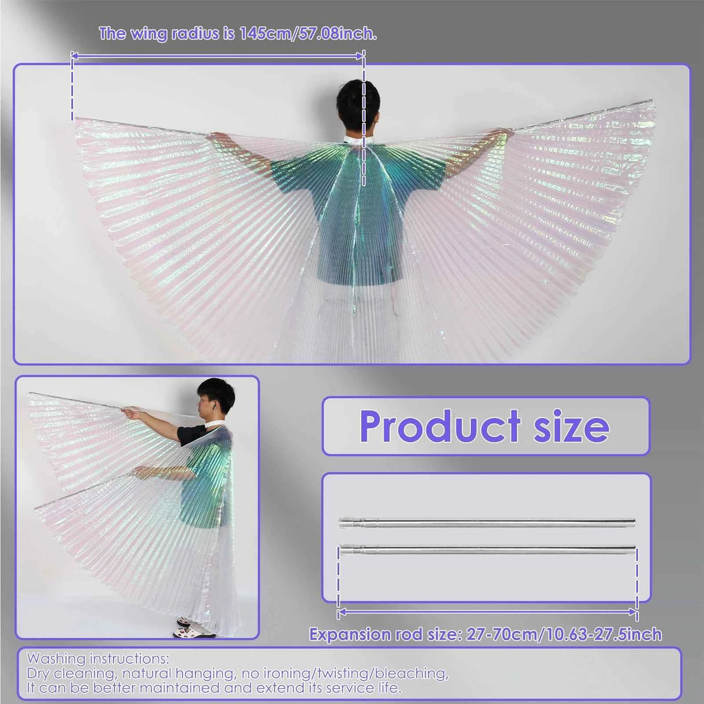 LED Luminescent Cloak Adult Dancers Luminous Butterfly Wing Stage Performance Belly Dancing Party Photo Prop Telescopic Sticks