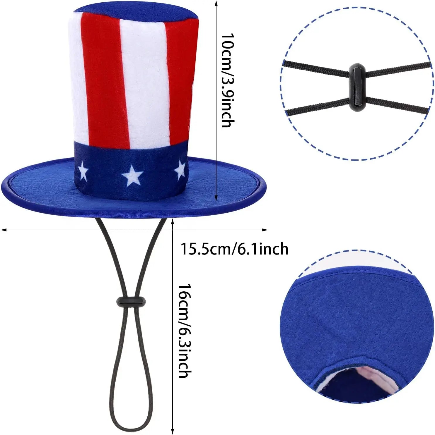 4th of July Dog Outfit, Patriotic Dog Top Hat and Bow Tie Collar Set, Pet Independence Day Costume Accessories for Dogs Cats Pup
