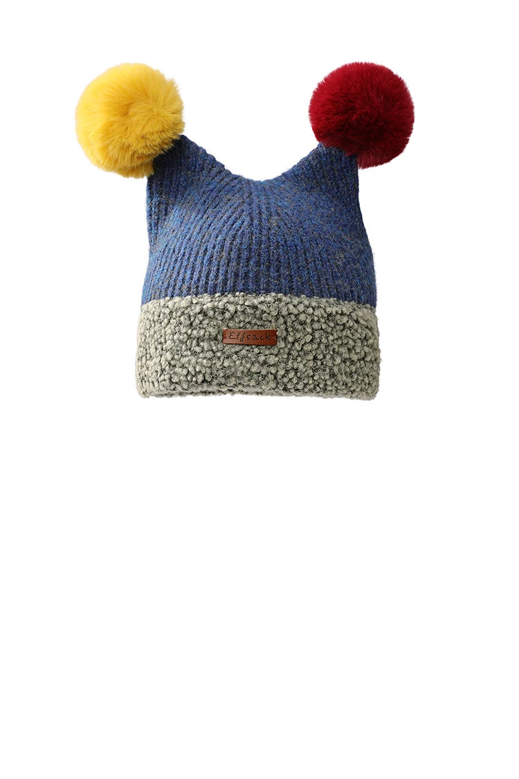 ELFSACK Cute Clown Colorful Pom Pom Warm Knit Beanie For Women - Big Tim's Magic Emporium