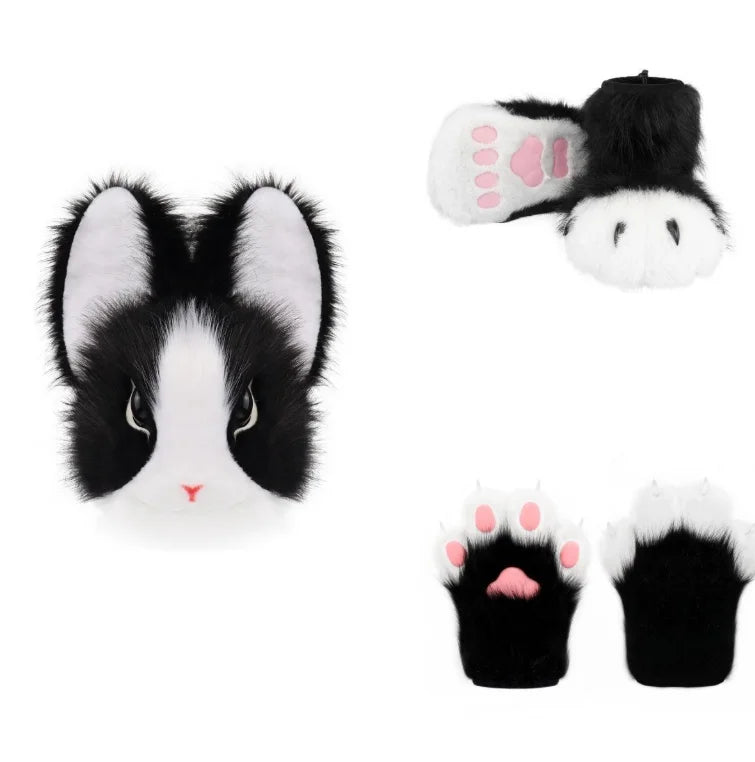 Original Realistic Furry Animal Fursuit Kigurumi Big Ear Rabbit Head Cover Cosplay Costume Halloween Wearable Accessories - Big Tim's Magic Emporium
