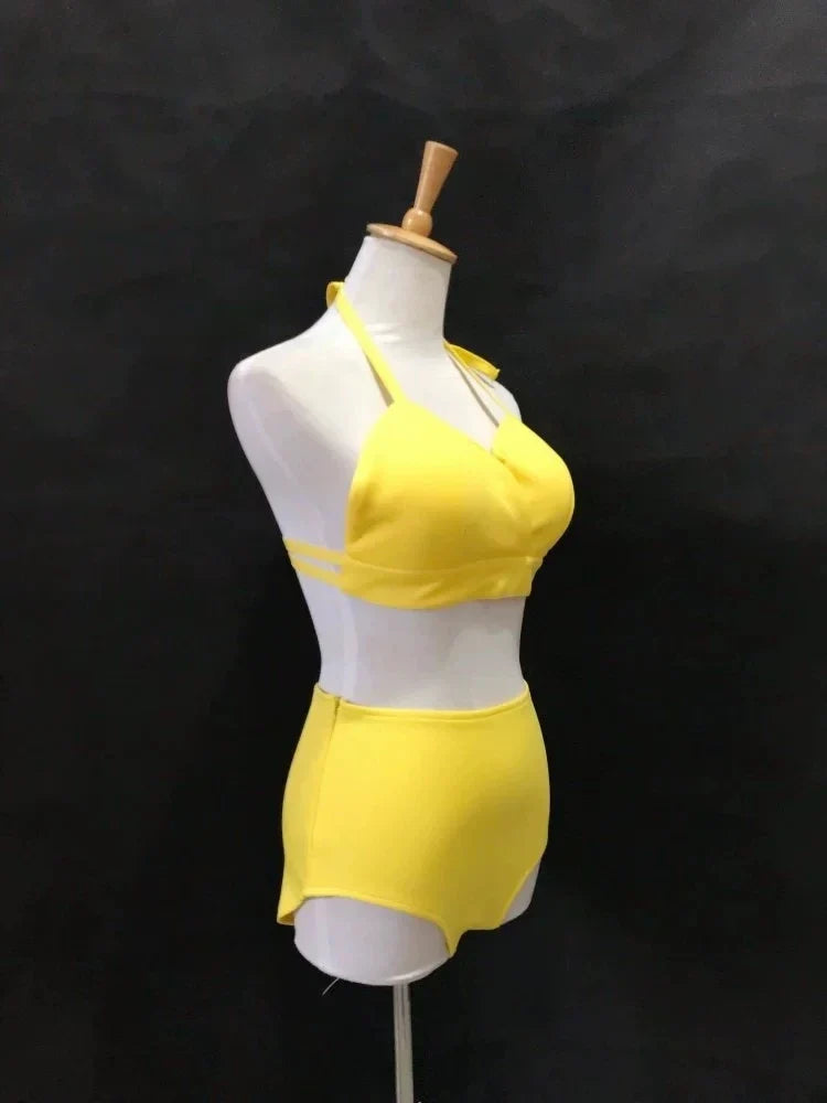 Female Jazz Dance Team Costume Black Yellow Bikini Tailcoat 3 Pieces Set Women Singer Nightclub Sexy Stage Wear Cosplay Outfits