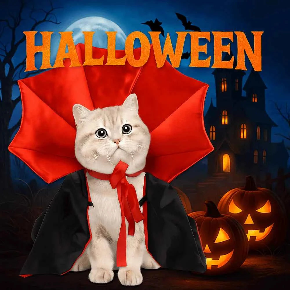 Stand-collar Halloween Pet Costume Comfortable Easy To Wear Cat Cosplay Cloak Pet Supplies Adjustable Dogs Knight Cape Animal