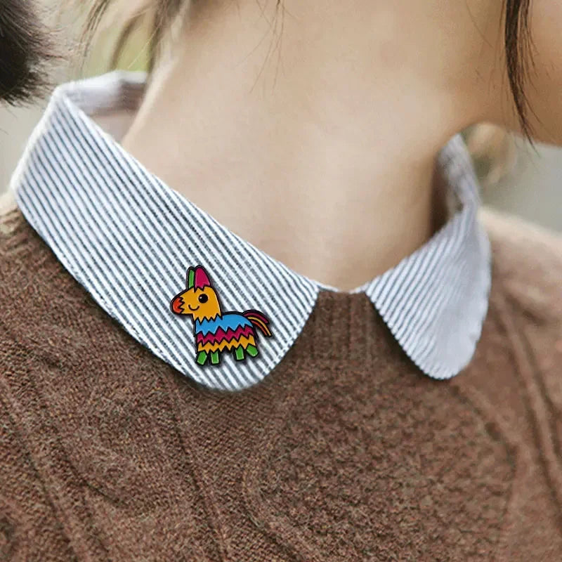 Multicolor Donkey Pinata Enamel Pin Badge Rainbow Pinatas for Kids Game Party Fashion Jewelry
