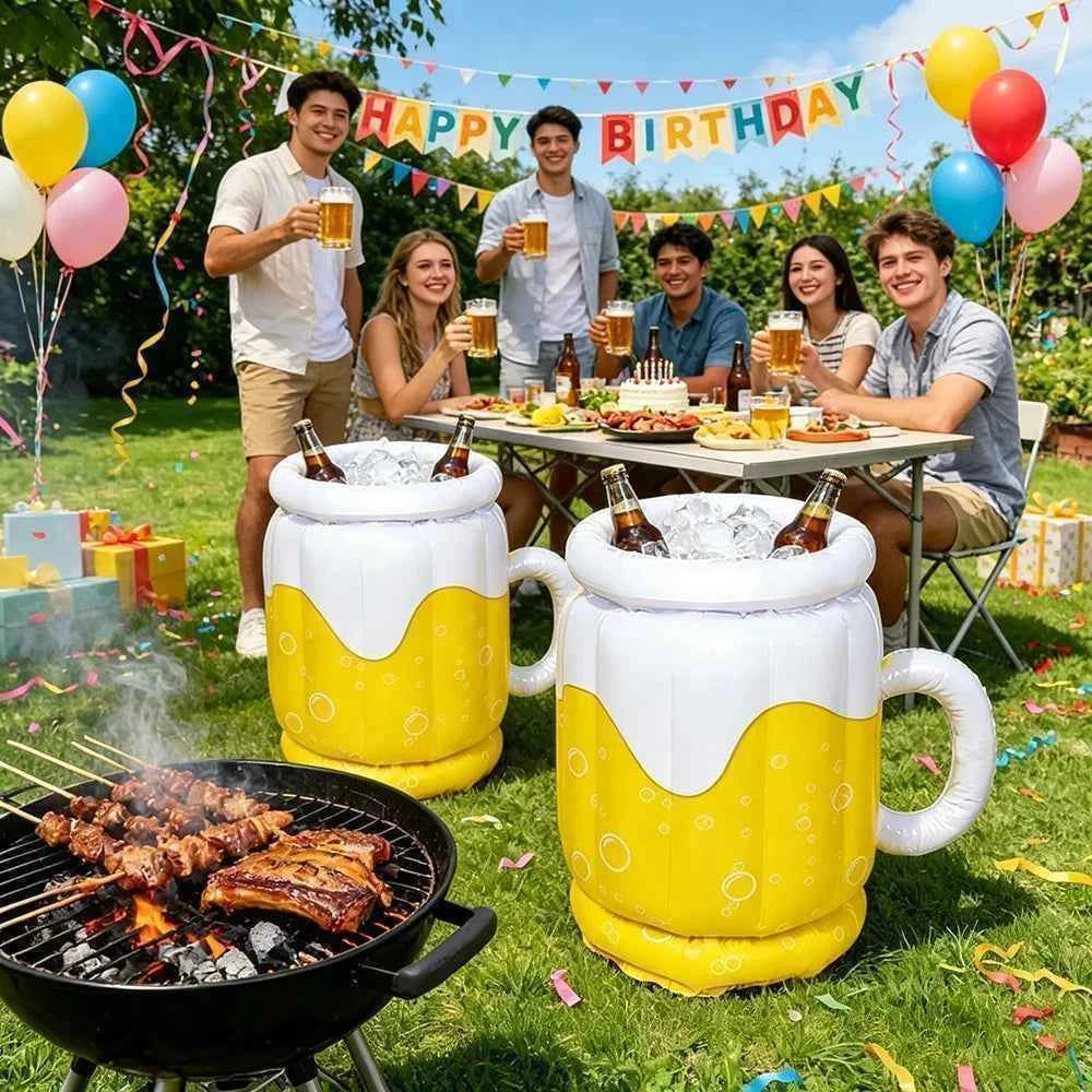 1pc PVC Inflatable Ice Bucket Beer Cooler Funny Hawaiian Birthday Party Decoration Summer Beach Pool Outdoor BBQ Supplies Props