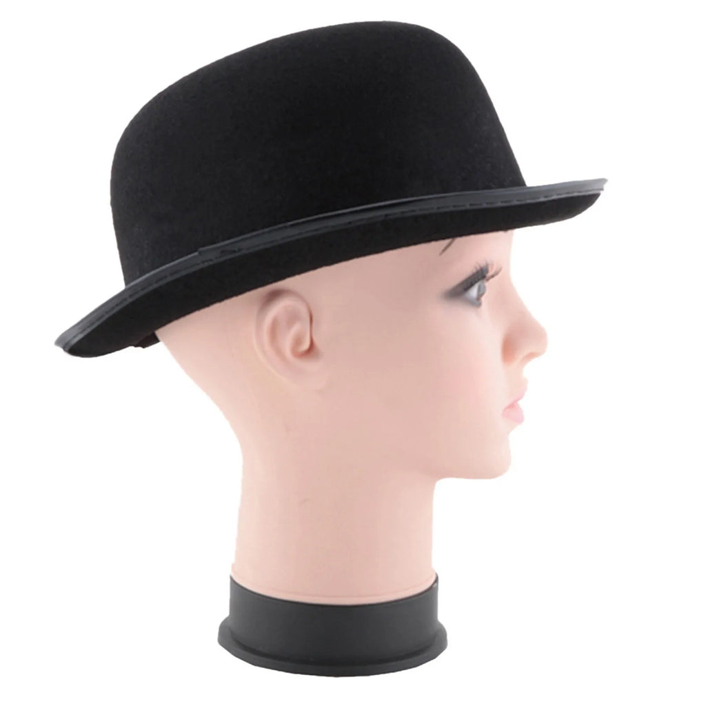 Pure Black Halloween Magic Hat With Hat Holder Cotton Bowler Hat Men'S Satin Hat Gentleman Clothing Gift For Men