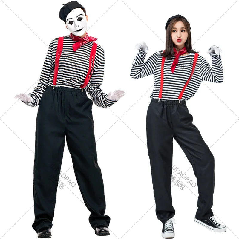 Mime Actors, Couples, Clown Costumes, Men and Women's Game Costumes, Japanese Halloween Comical Performance Costumes, JUPAOPAO - Big Tim's Magic Emporium