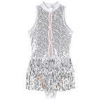 Glitter Sequin Fringe Latin Dance Leotard & Backless Performance Bodysuit