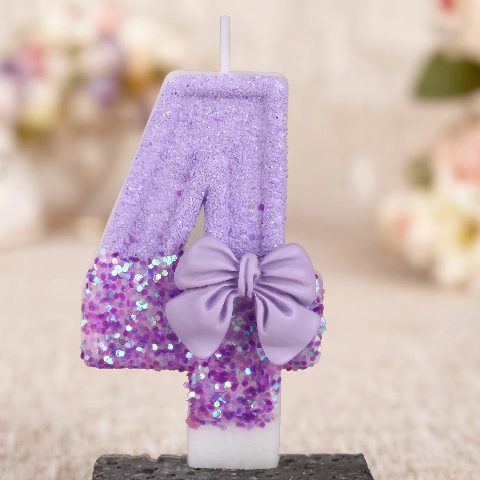 Digital candle purple bow birthday cake party candle birthday digital candle dinner candle